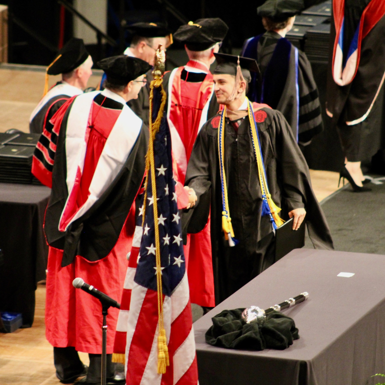 Nick Desrocher graduating 