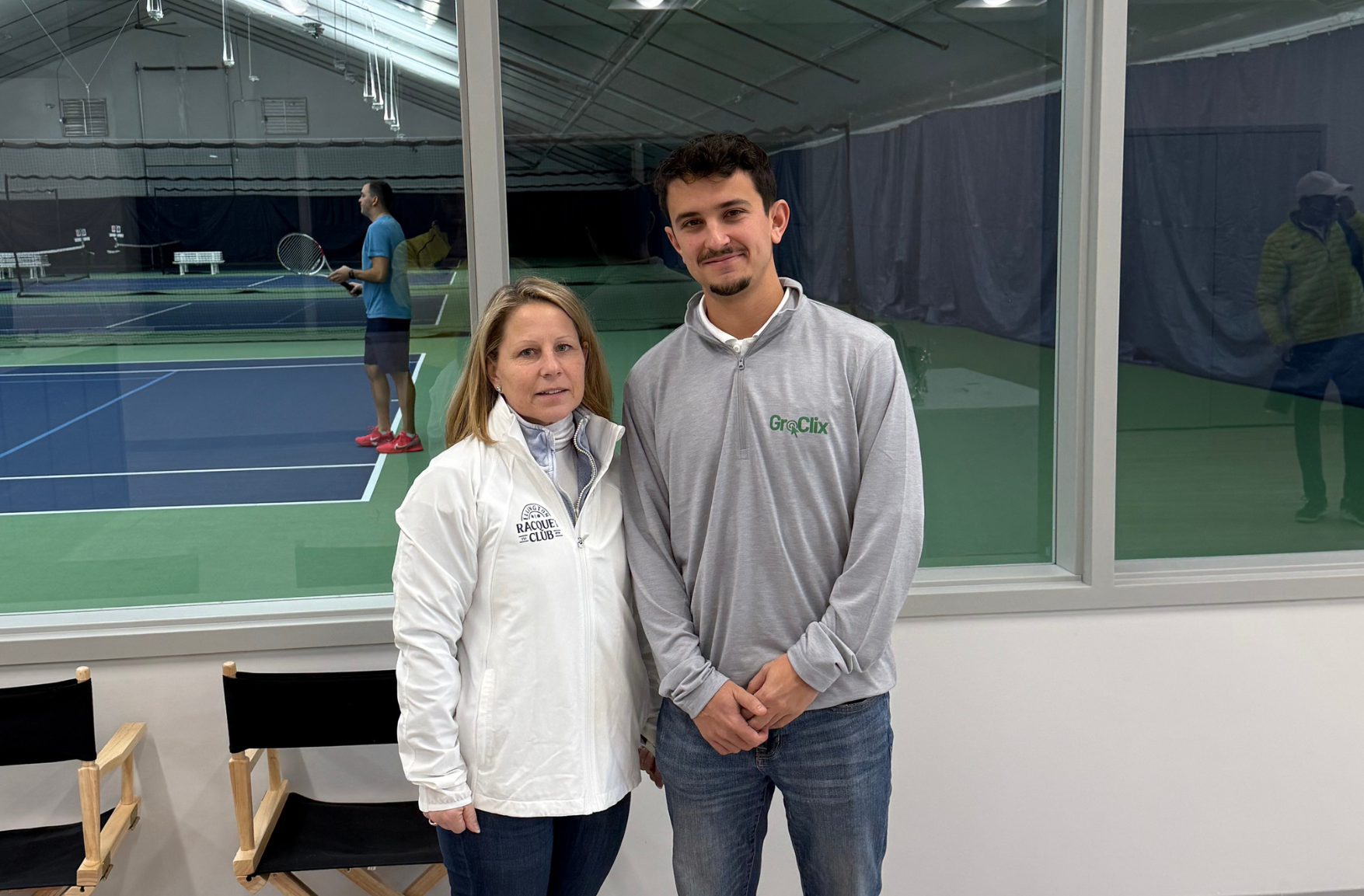 Tracy French (ERC) and Nick Desrocher (GroClix) at Ellington Racquet Club