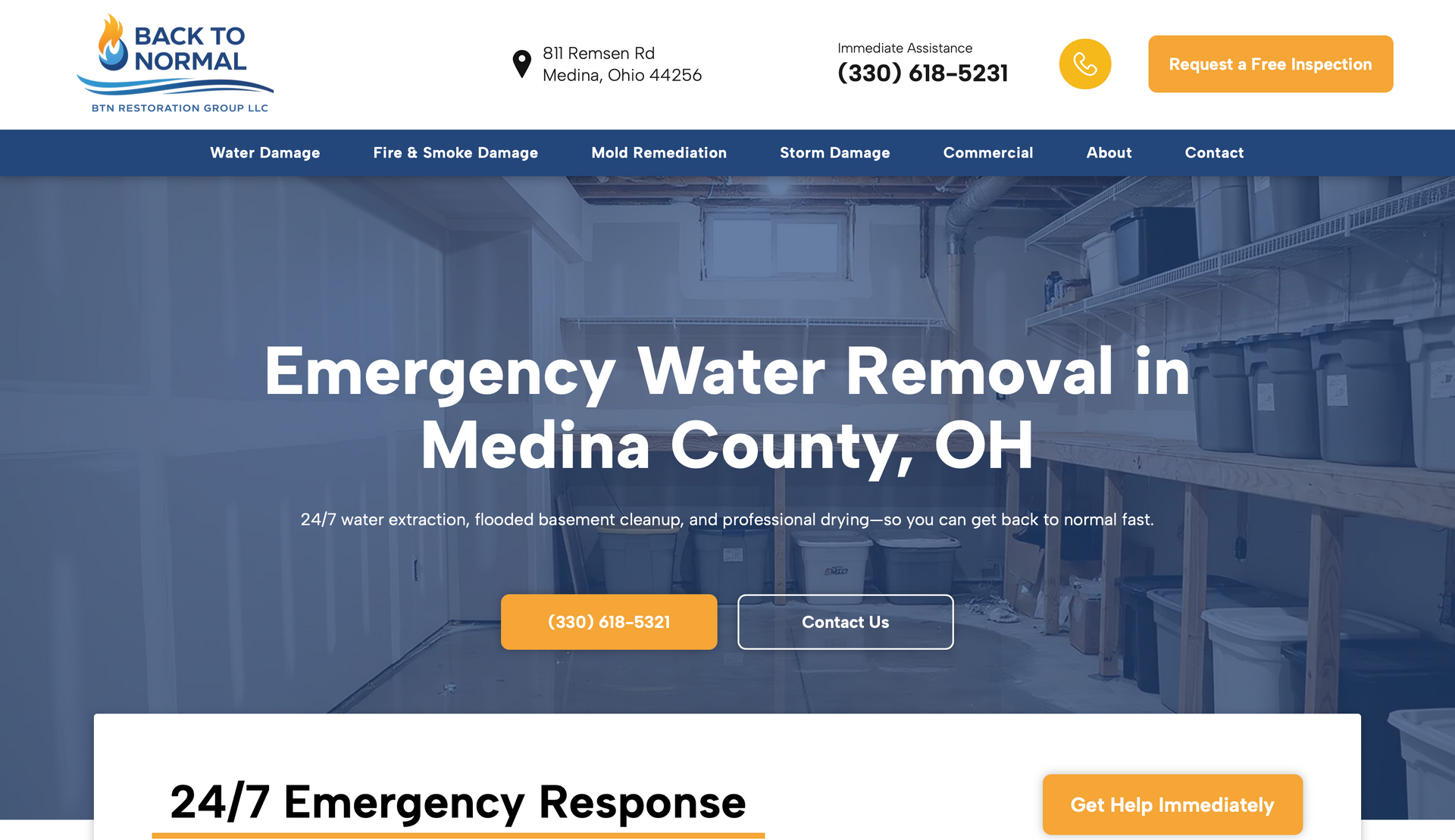 Website design for a restoration company by GroClix out of Bloomfield, Connecticut
