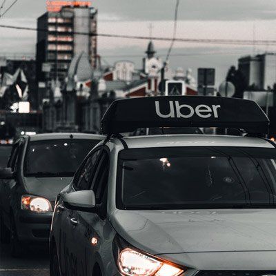 Uber vehicle in traffic