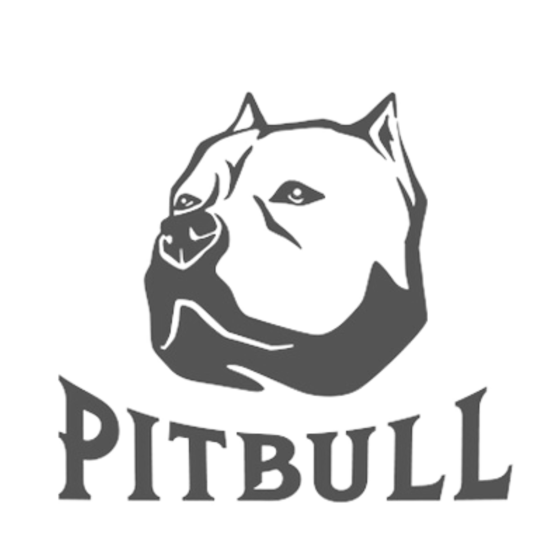 A black and white logo for pitbull with a dog 's head
