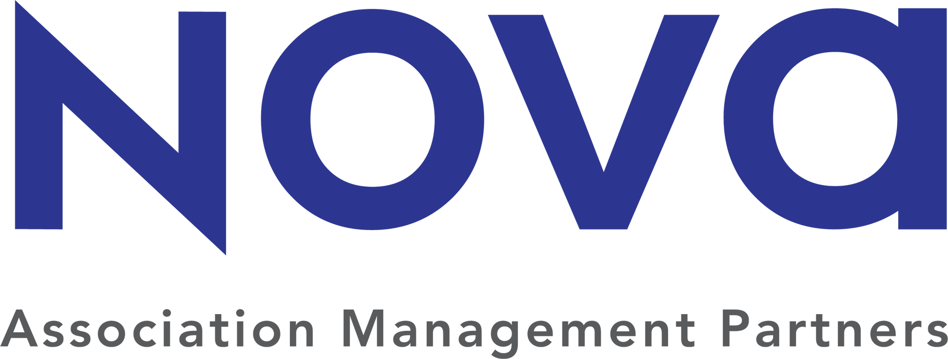 the nova association management partners logo is blue and white