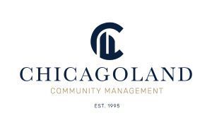 a logo for chicagoland community management is shown on a white background .