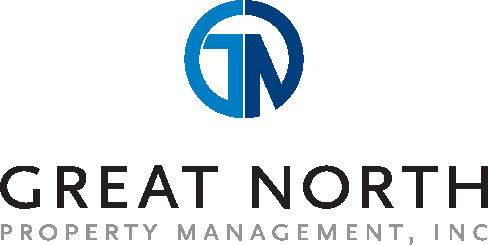 the logo for great north property management , inc .
