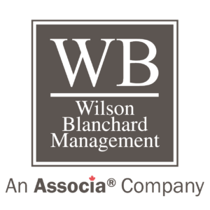 Wilson Blanchard Management logo. Dark brown square with white