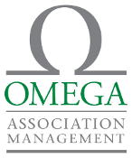the logo for omega property management lead manage serve