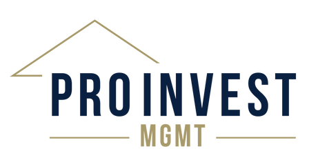 The logo for pro invest mgmt shows a house with a roof.