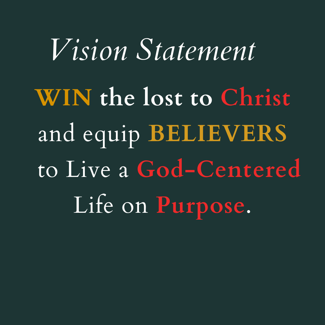 Vision statement: Text on a teal background. Reads: 
