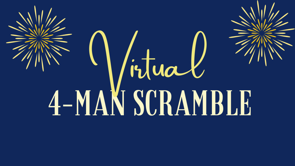 Navy blue background with gold text