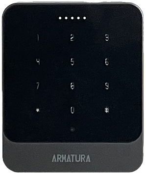 Black keypad with numbers 0-9 and symbol keys, 