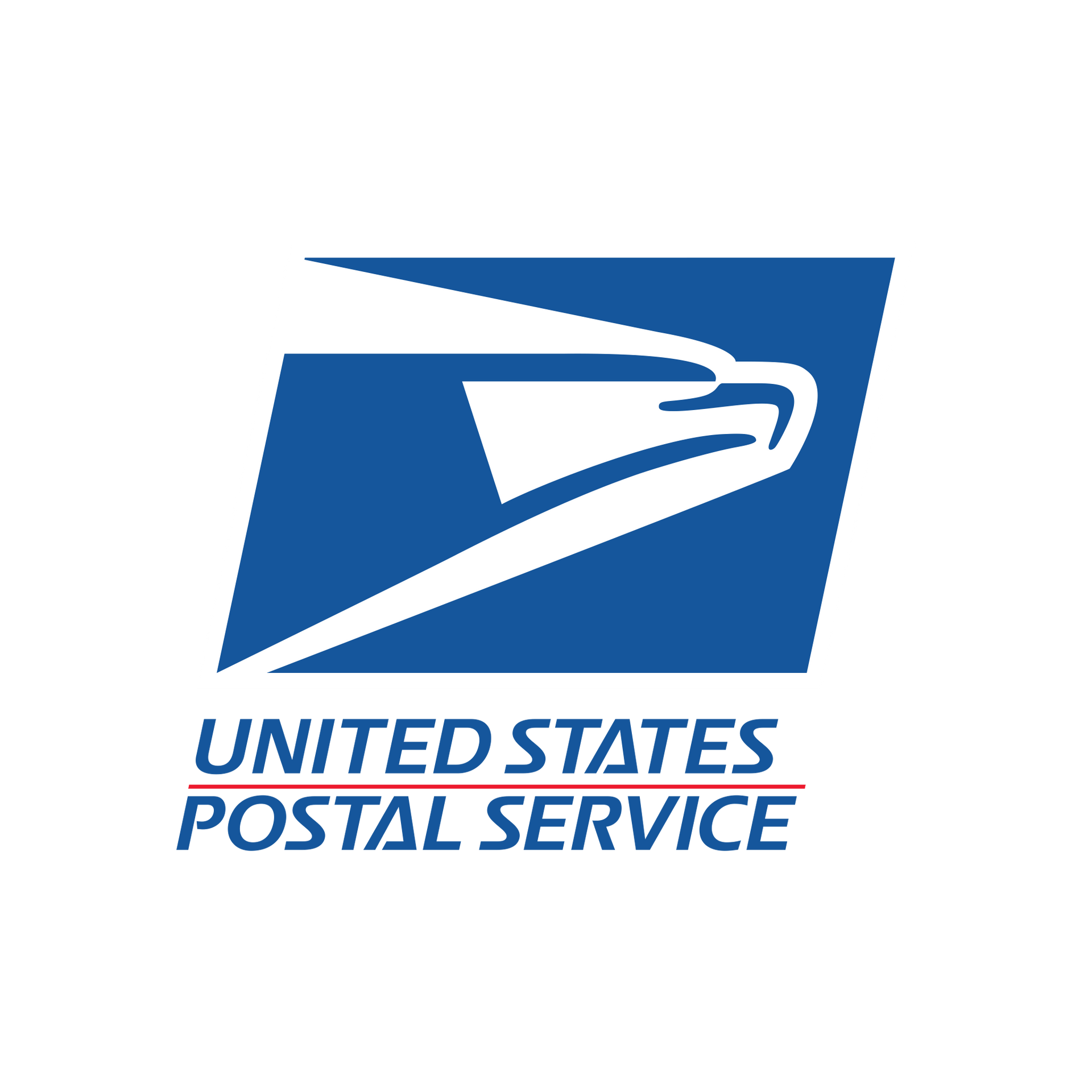 Blue and white United States Postal Service logo with stylized eagle.