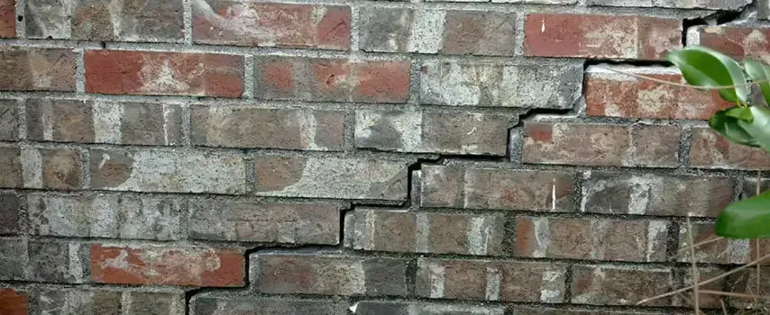 Cracked brick foundation