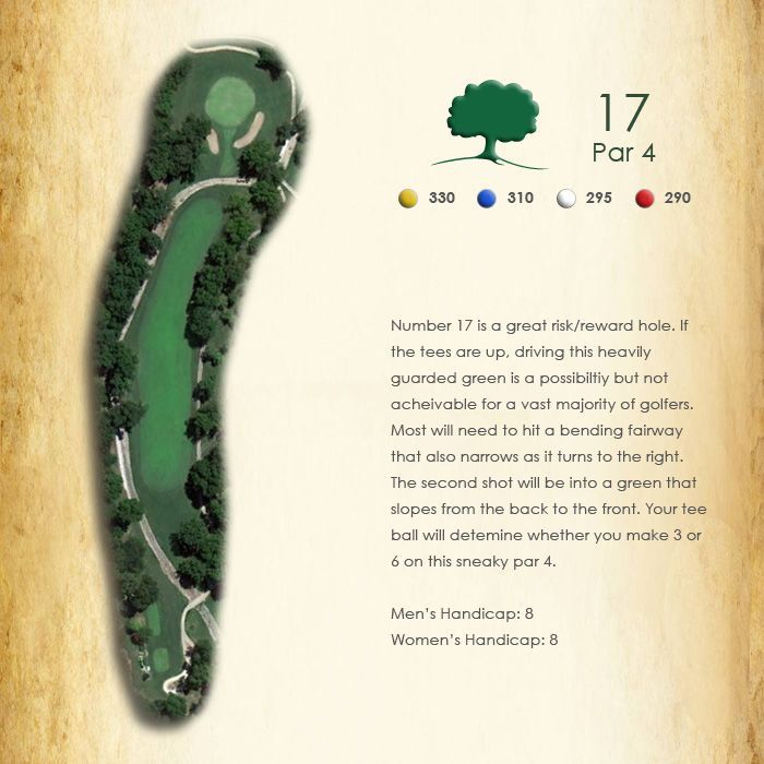 A map of a golf course shows the number 17 par 4