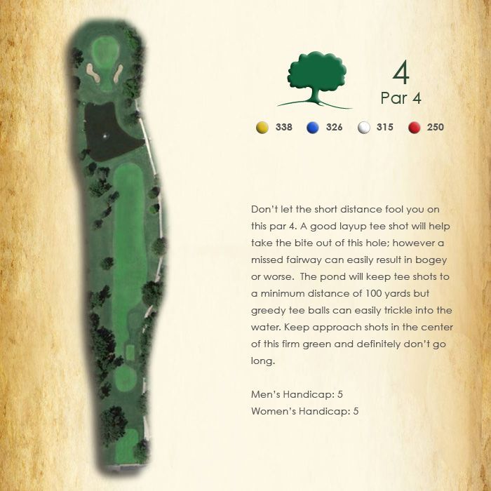 A picture of a golf course with the number 4 on it