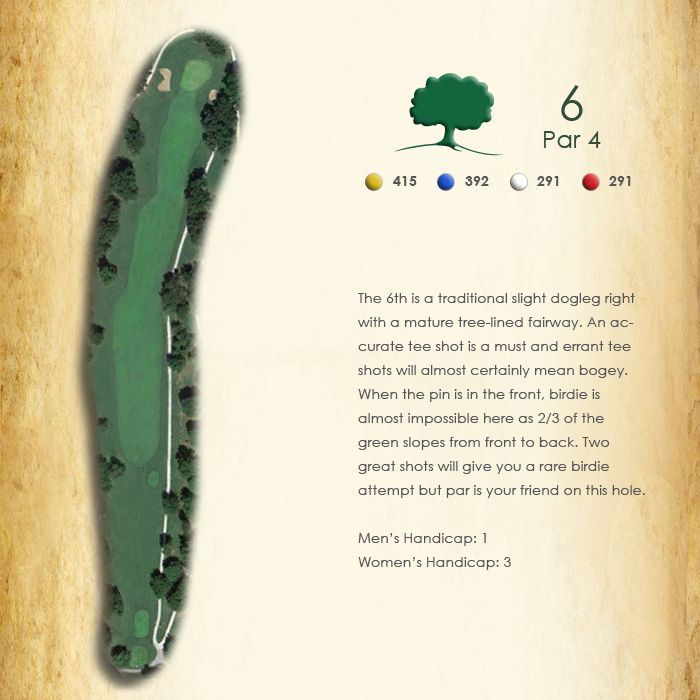 A picture of a golf course with the number 6 on it