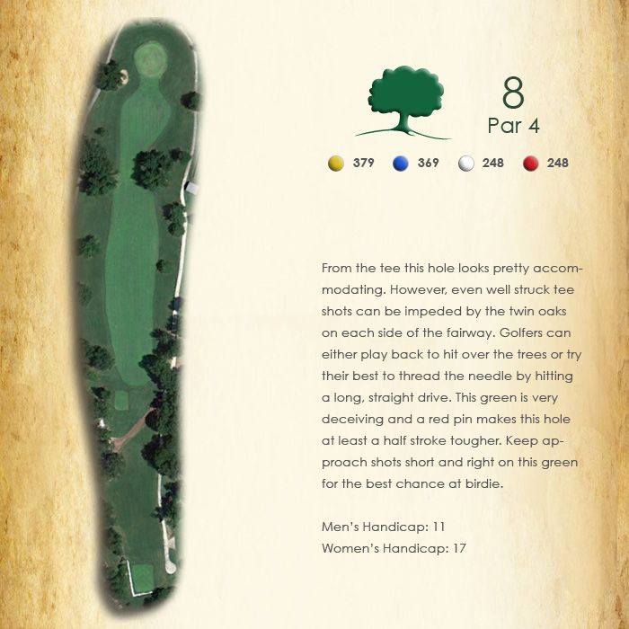 A picture of a golf course with the number 8 on it