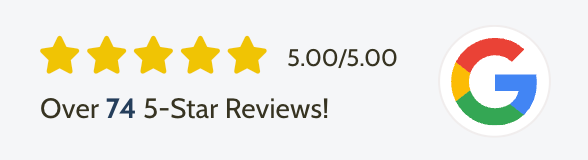 Five yellow stars with a 5.00/5.00 rating, the text 