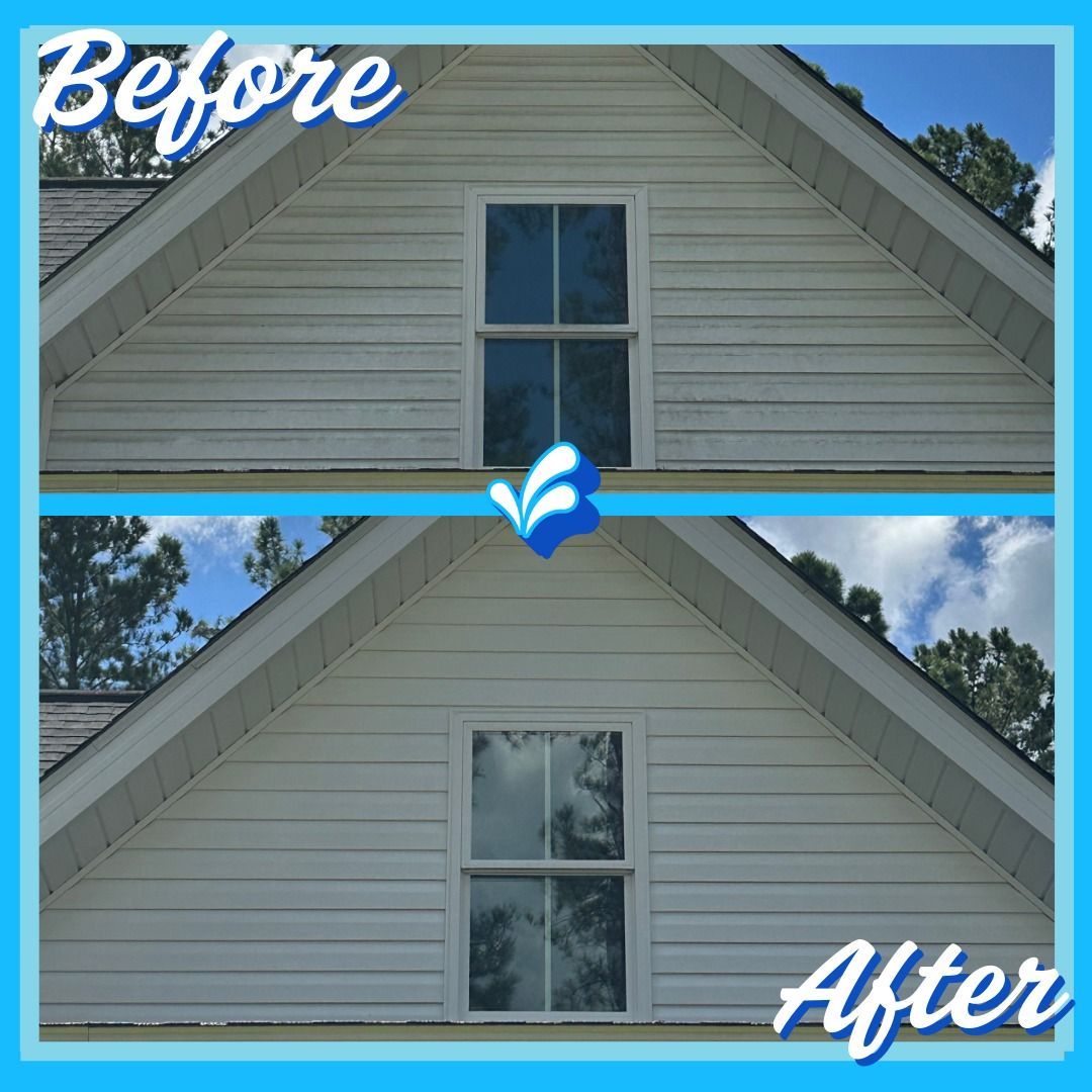 A picture of a house before and after being cleaned