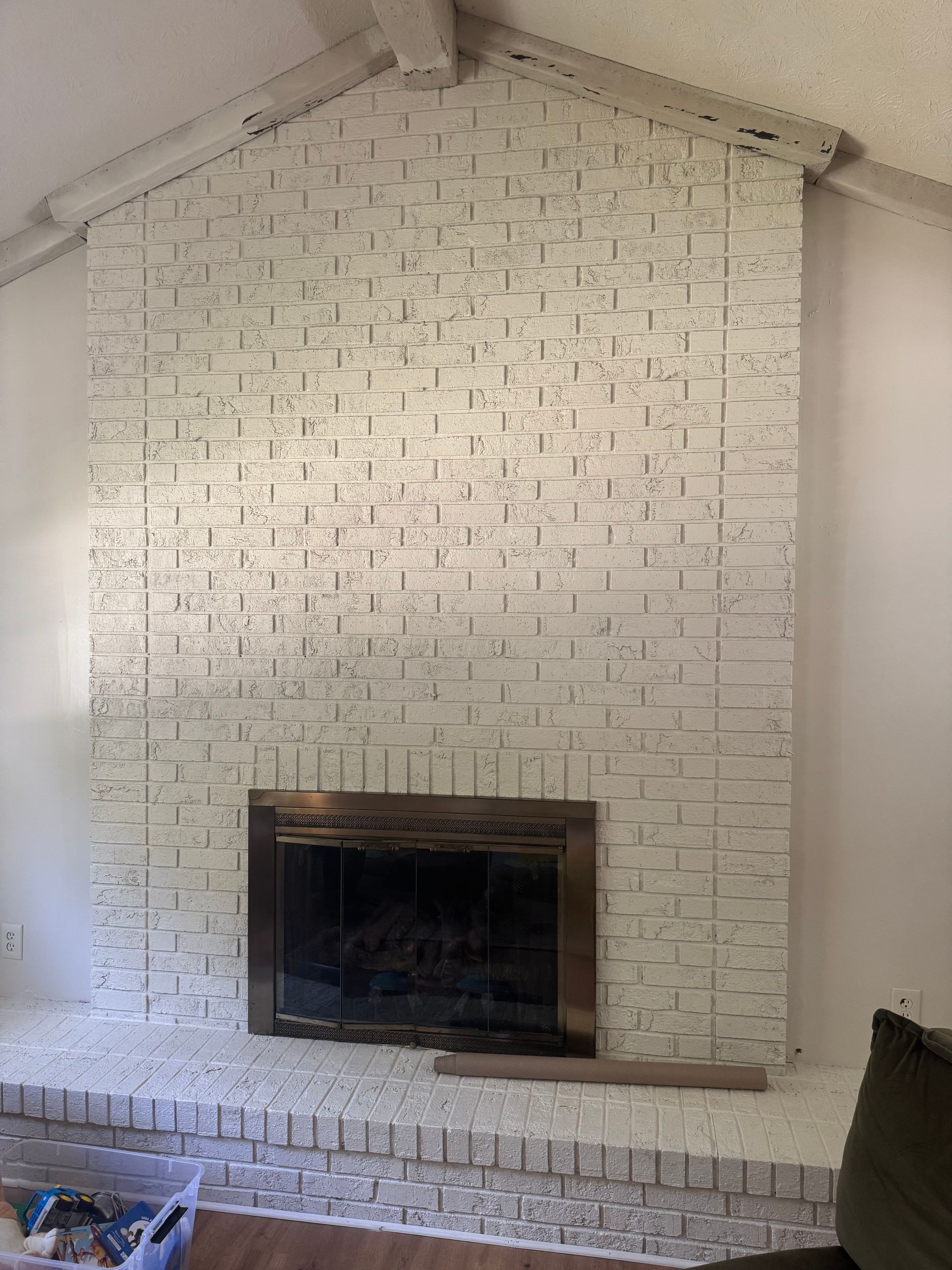 Painted Brick Fireplace Makeover