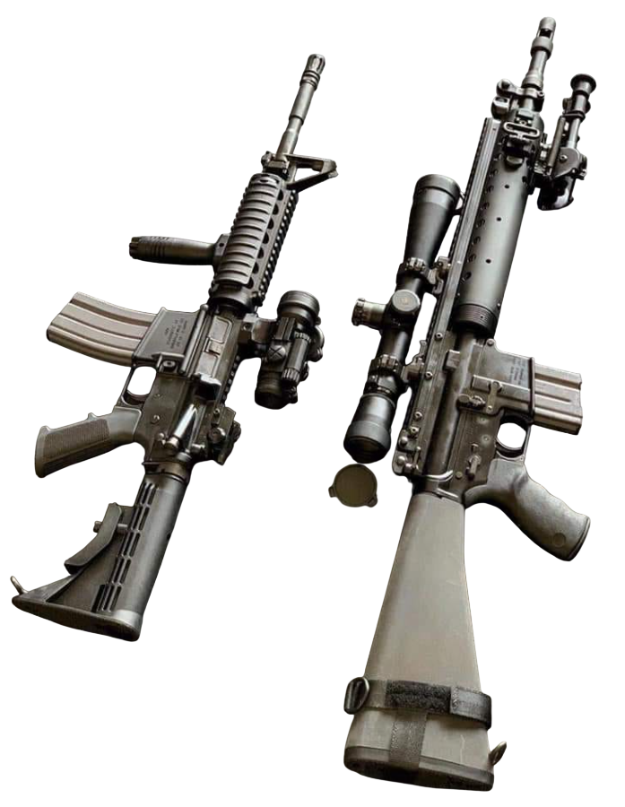 M16 rifle on firing bench at Phnom Penh outdoor shooting rang