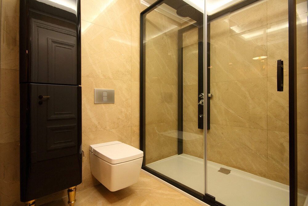 A Bathroom With a Toilet and a Walk in Shower — Bulli Glass in Kiama, NSW