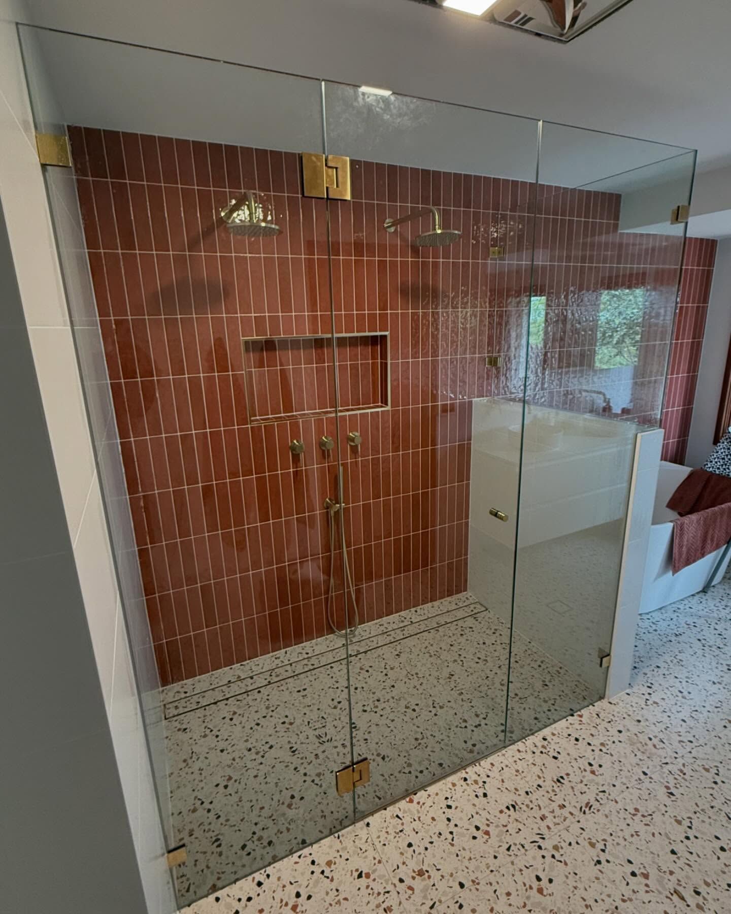 A Bathroom with a Walk in Shower and a Sink — Bulli Glass in Bulli, NSW