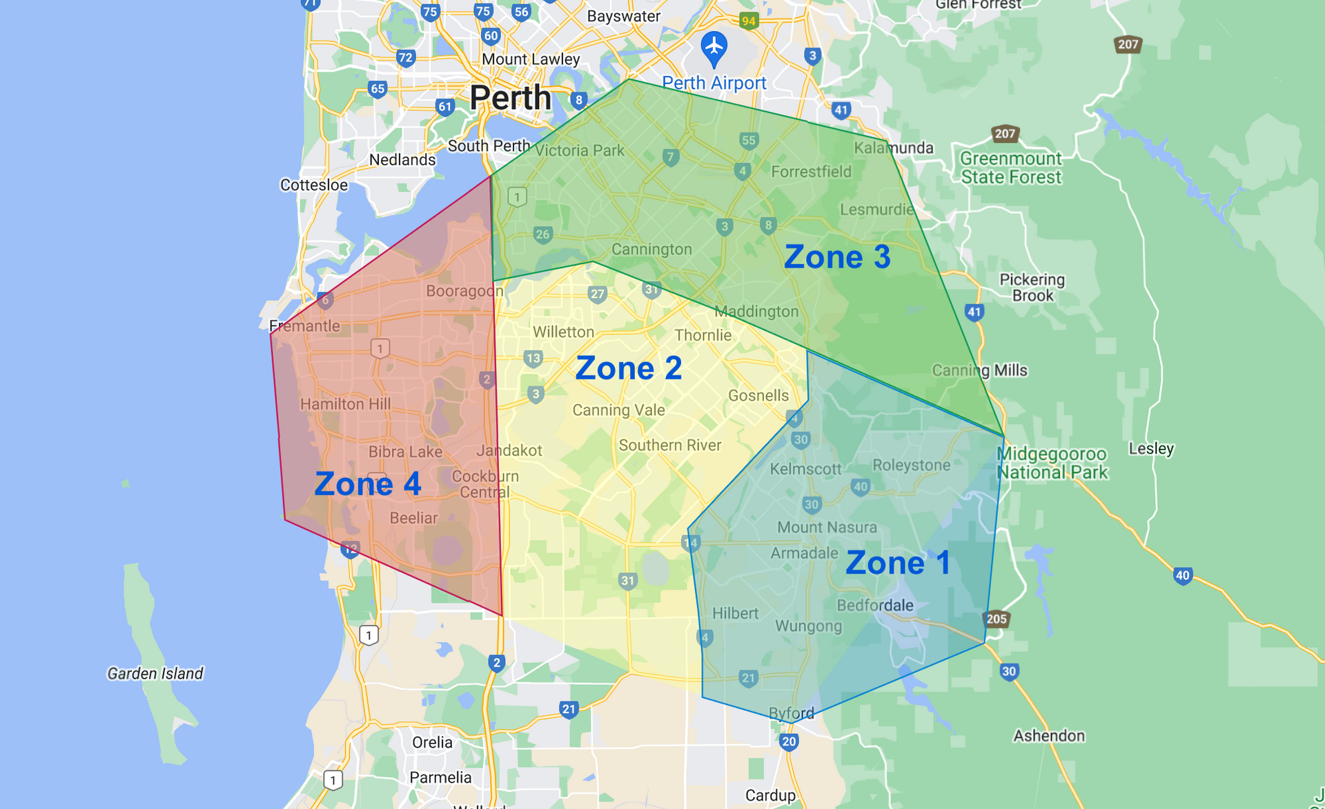 Service Areas Map