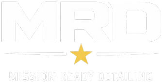 Logo for Mission Ready Detailing: Bold white 