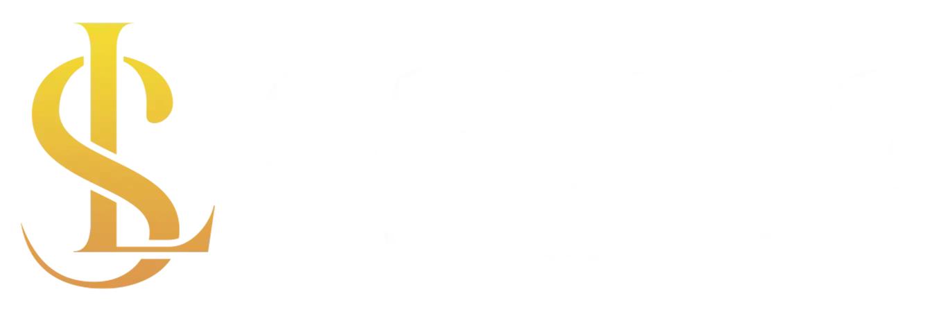 A stylized, golden, monogram-style logo featuring the interlocking letters "S" and "L" on a plain white background.