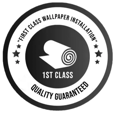 A circular black and white logo for 