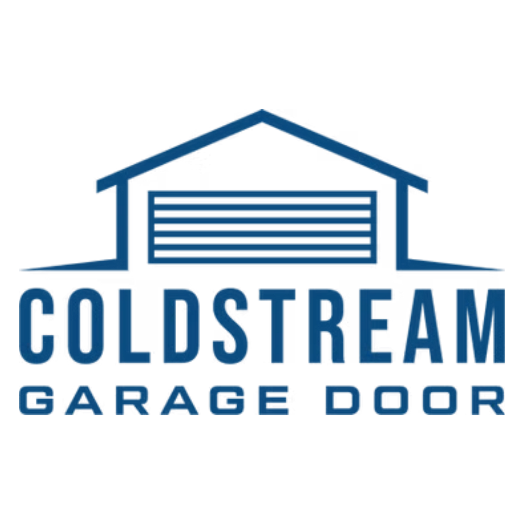 Coldstream Garage Door logo with a blue house and garage door icon