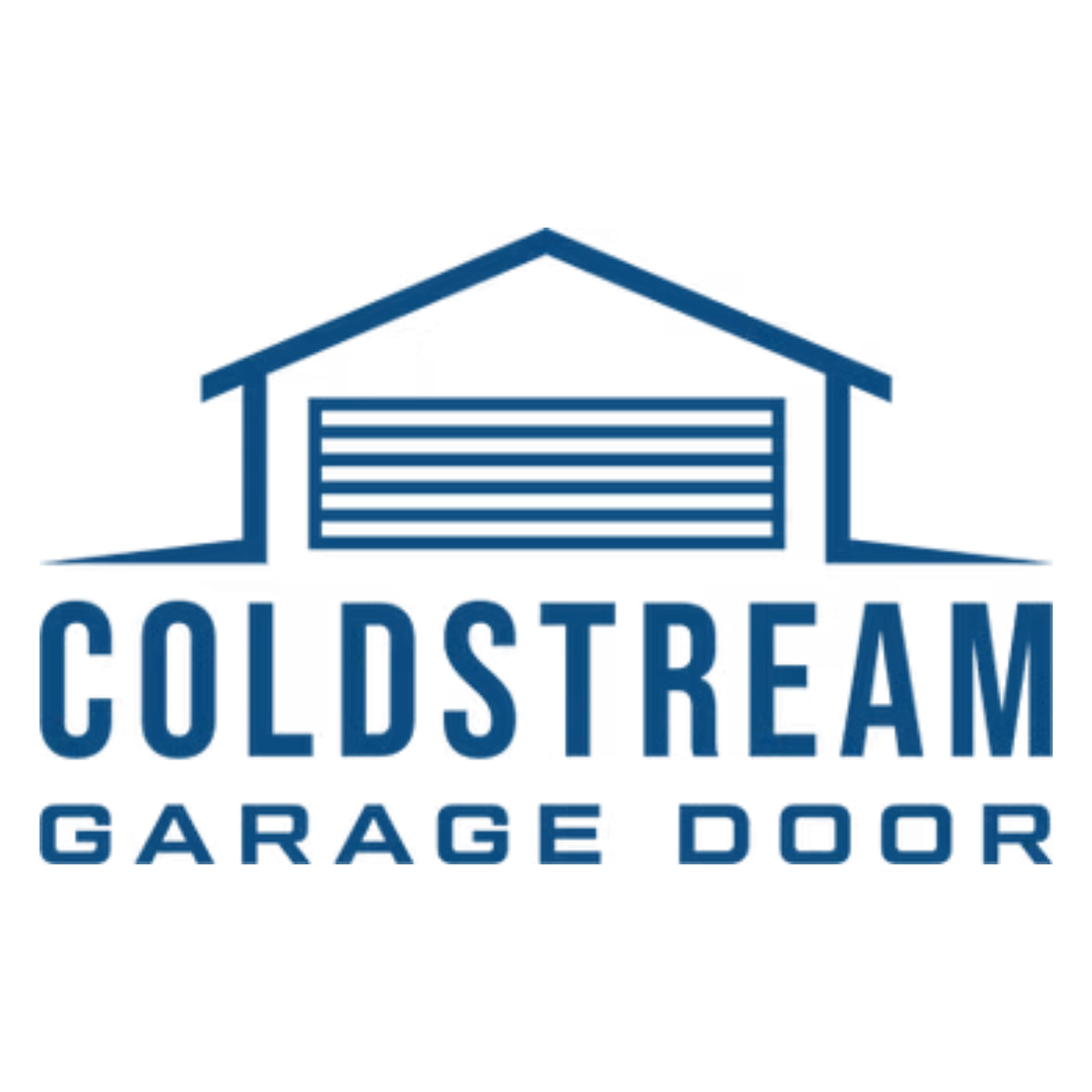 Coldstream Garage Door logo with a blue house and garage door icon