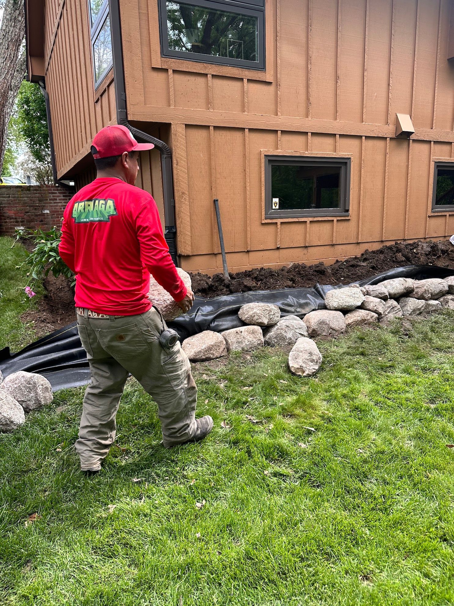 Rock border installation