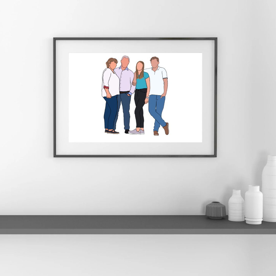 Illustratie 3/4 personen afgedrukt