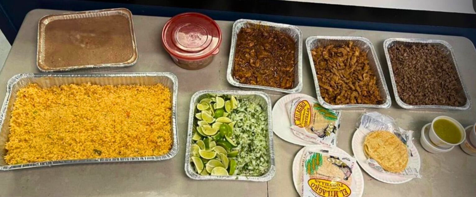 Catering tray with Mexican food prepared for a large order