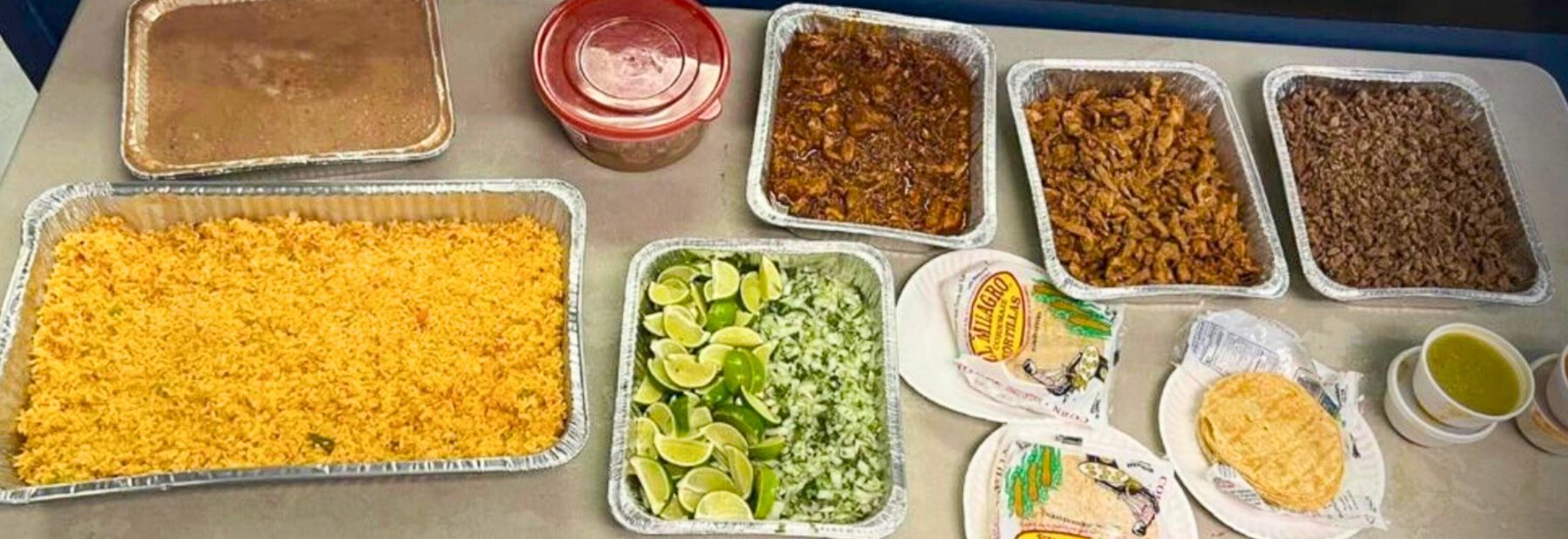 Catering tray with Mexican food prepared for a large order