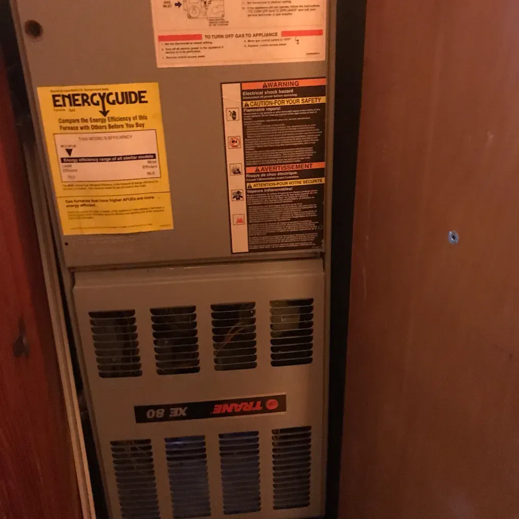 An air conditioner with an energy guide sticker on it