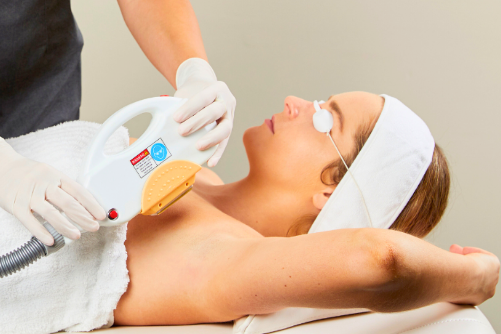 A Woman is Getting IPL on her underarms — Aria Skin & Beauty in Gympie, QLD
