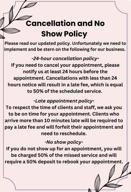 Cancellation Policy — Aria Skin & Beauty in Gympie, QLD