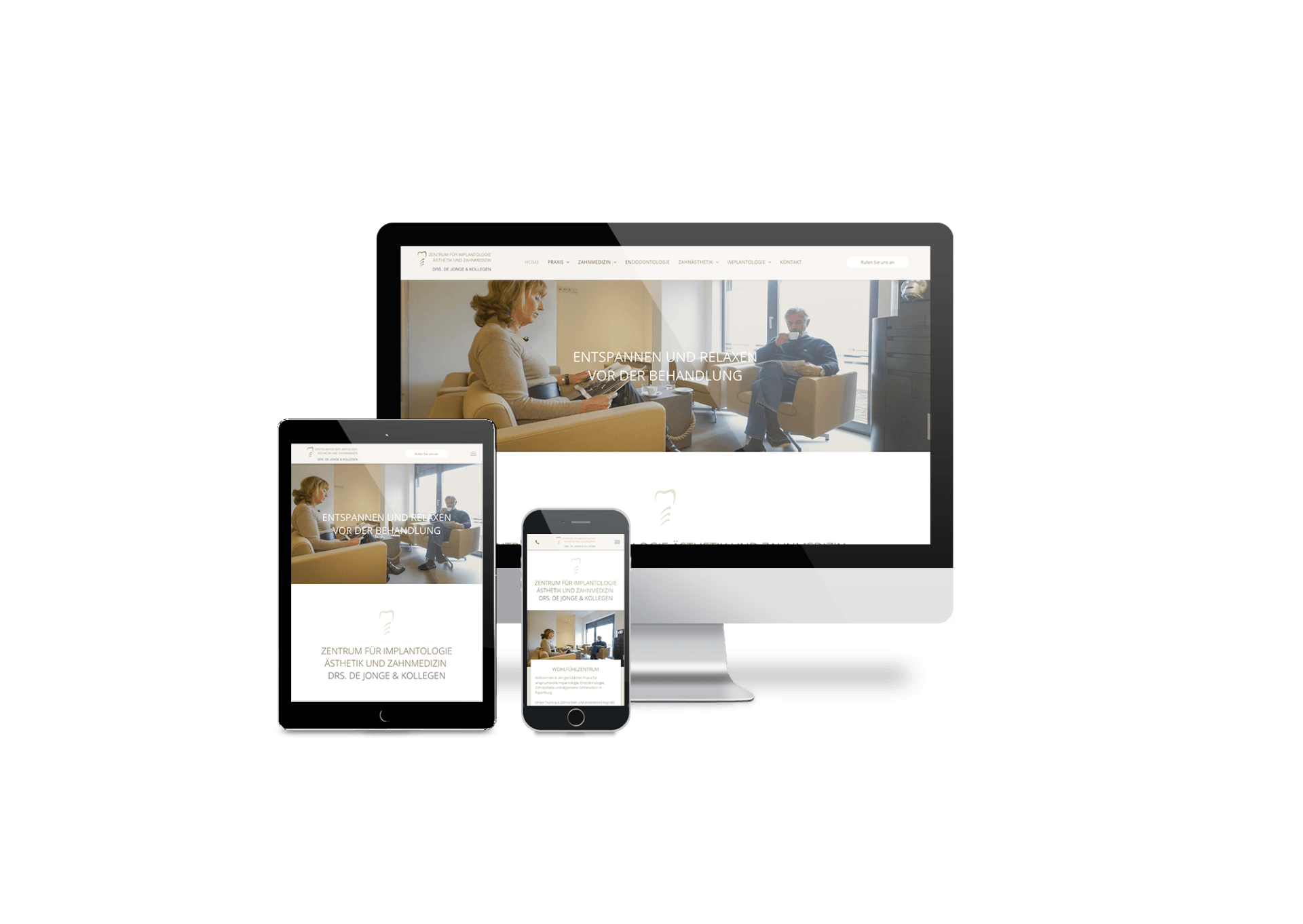 Auf einem Computer, einem Tablet oder einem Mobiltelefon wird eine Website angezeigt.