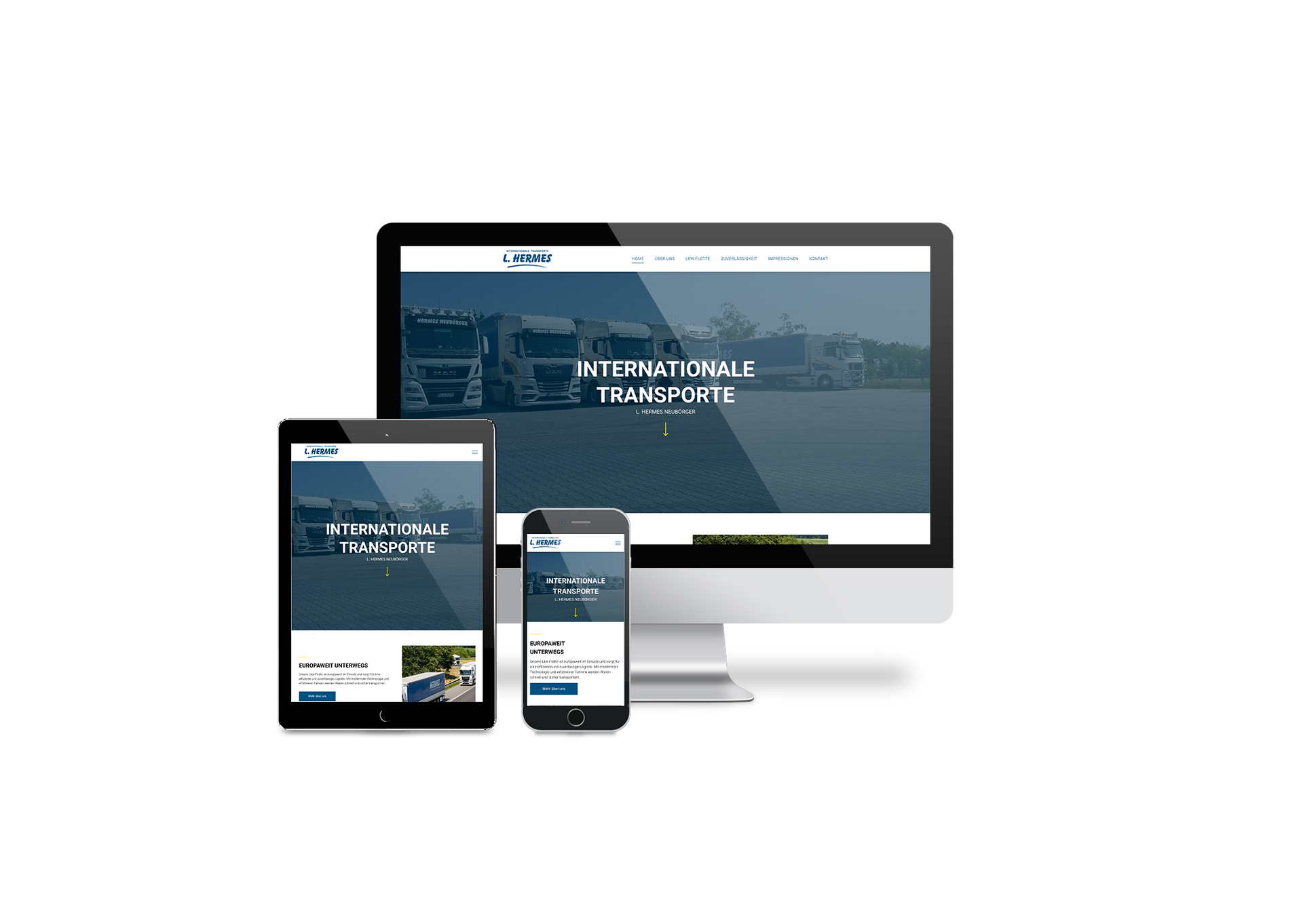 Auf einem Computer, einem Tablet oder einem Mobiltelefon wird eine Website angezeigt.