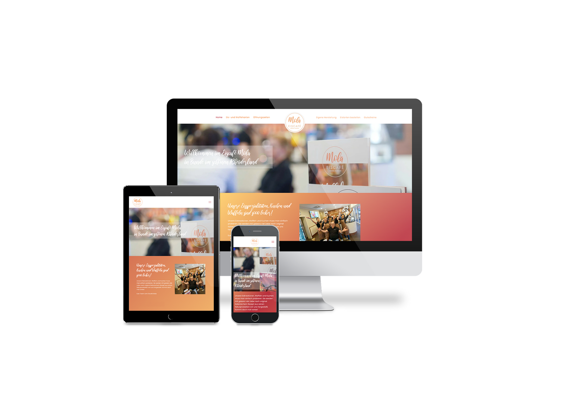 Auf einem Computer, einem Tablet oder einem Mobiltelefon wird eine Website angezeigt.