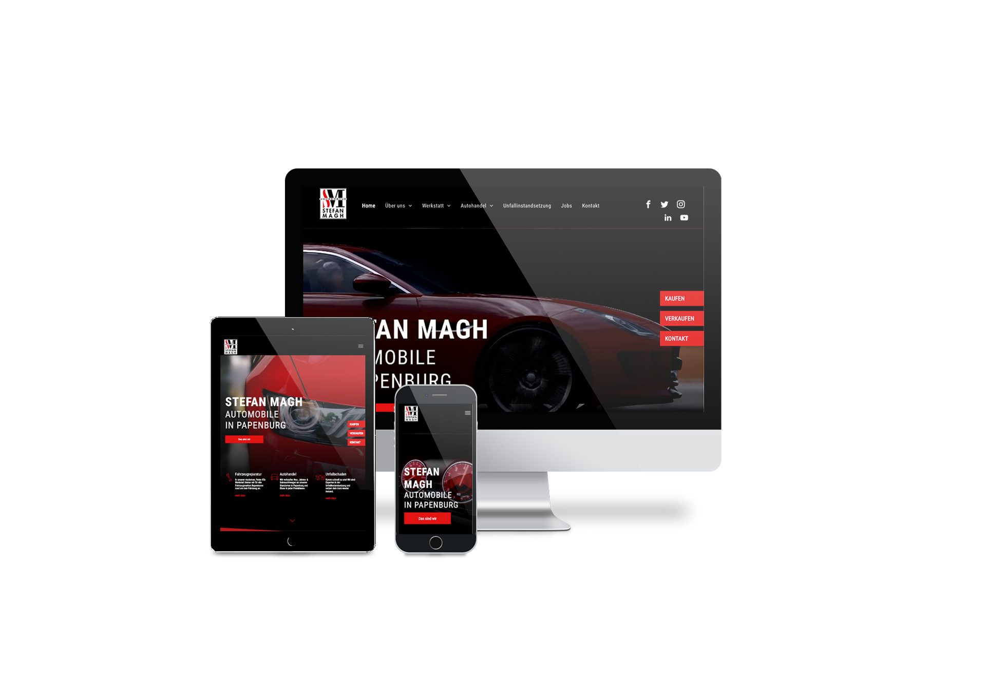 Auf einem Computer, einem Tablet oder einem Mobiltelefon wird eine Website angezeigt.