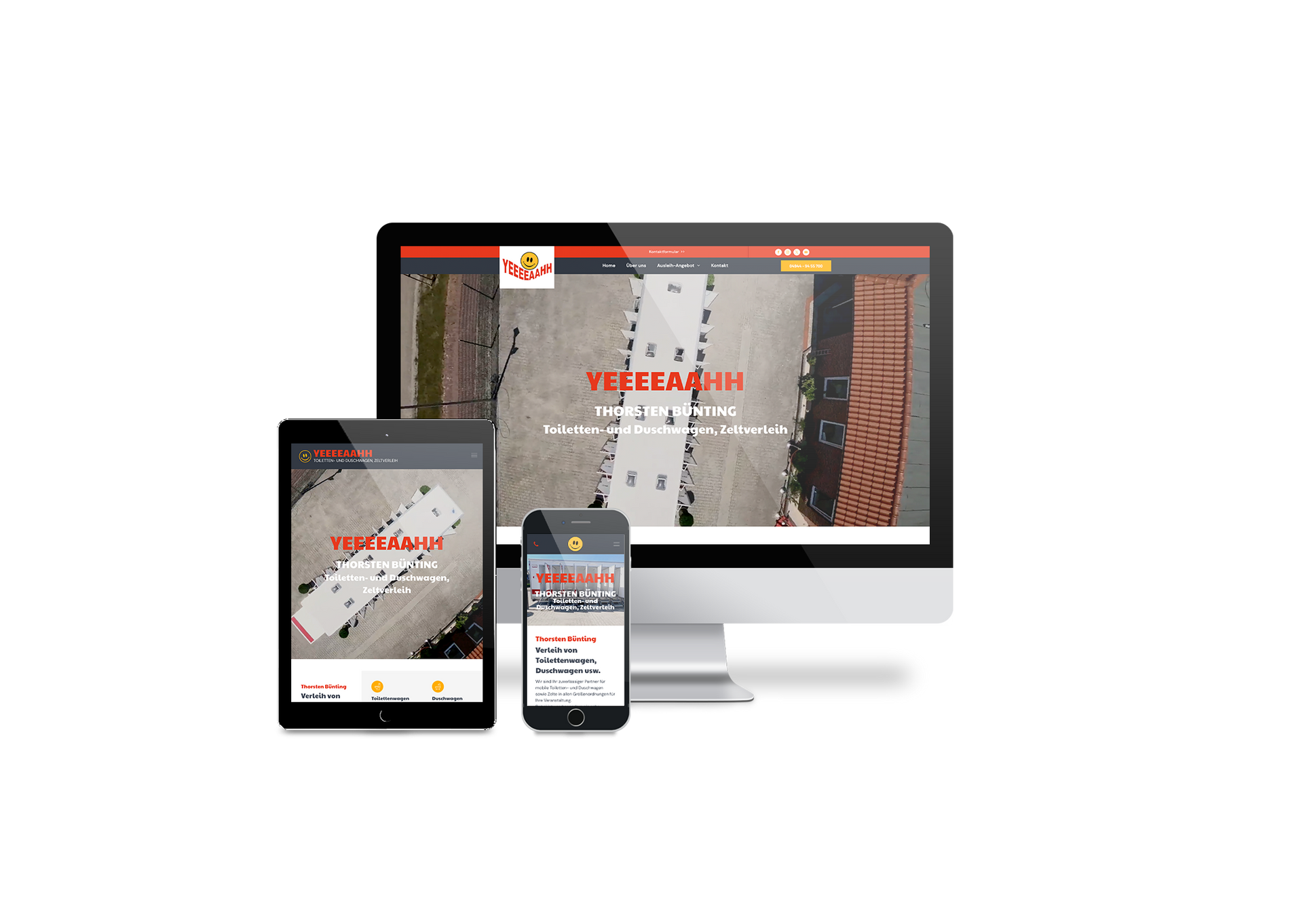Auf einem Computer, einem Tablet oder einem Mobiltelefon wird eine Website angezeigt.