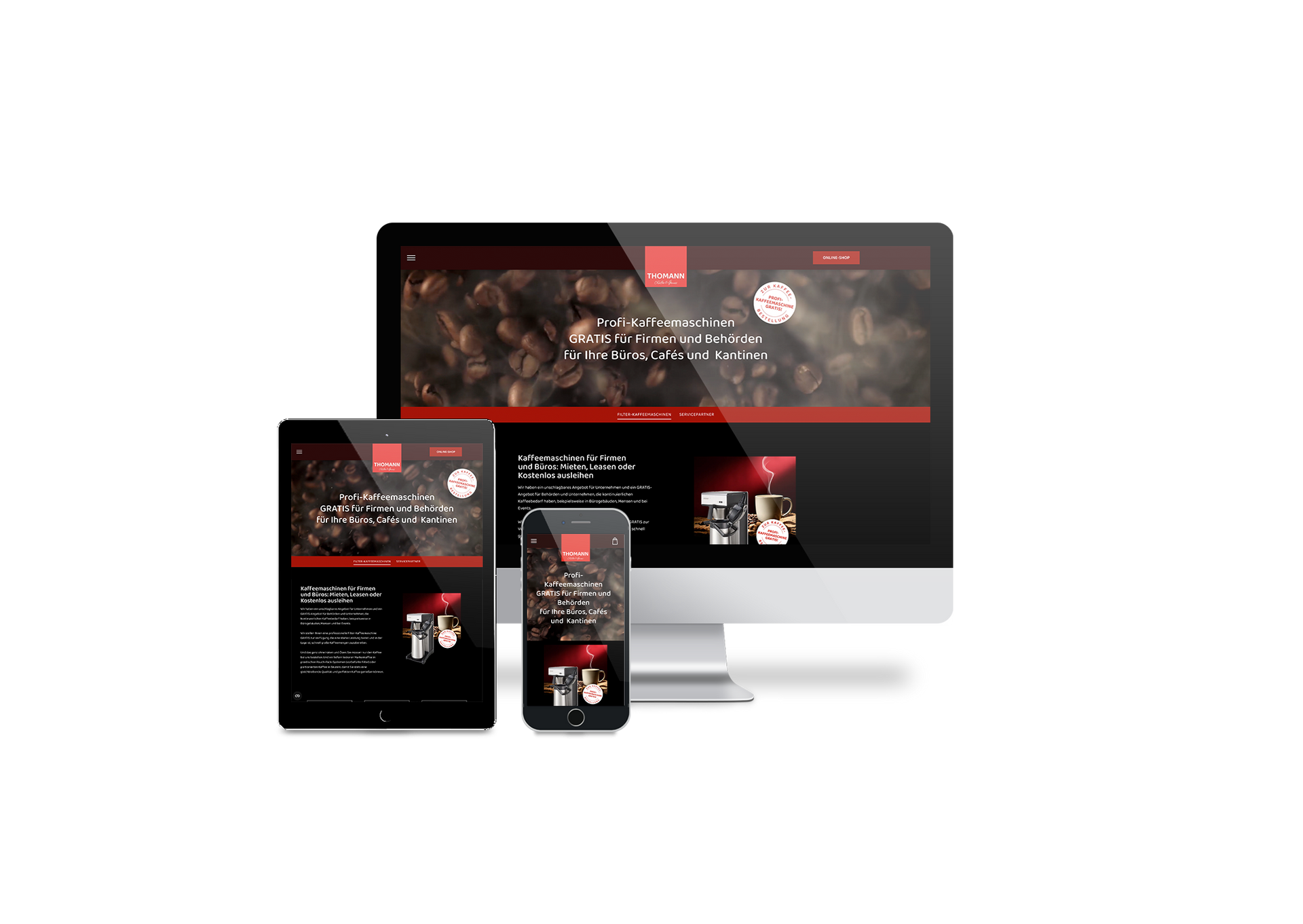 Auf einem Computer, einem Tablet oder einem Mobiltelefon wird eine Website angezeigt.