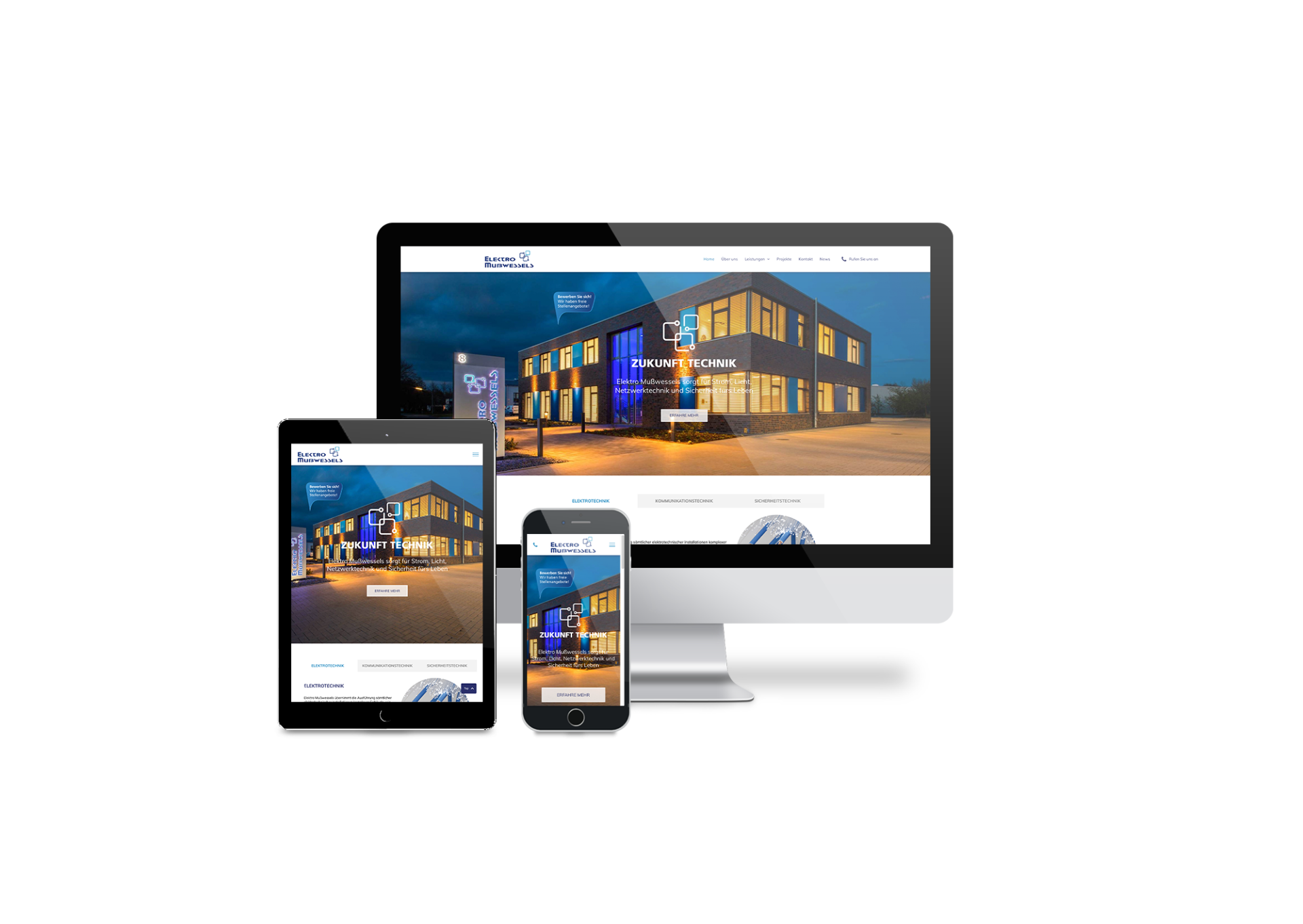 Auf einem Computer, einem Tablet oder einem Mobiltelefon wird eine Website angezeigt.
