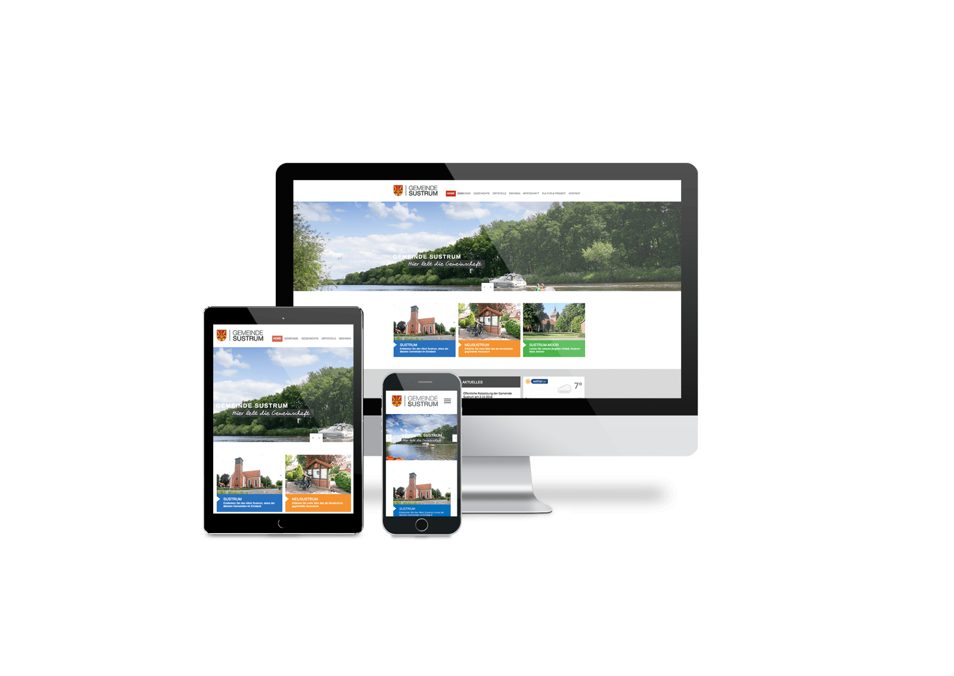 Auf einem Computer, einem Tablet oder einem Mobiltelefon wird eine Website angezeigt.