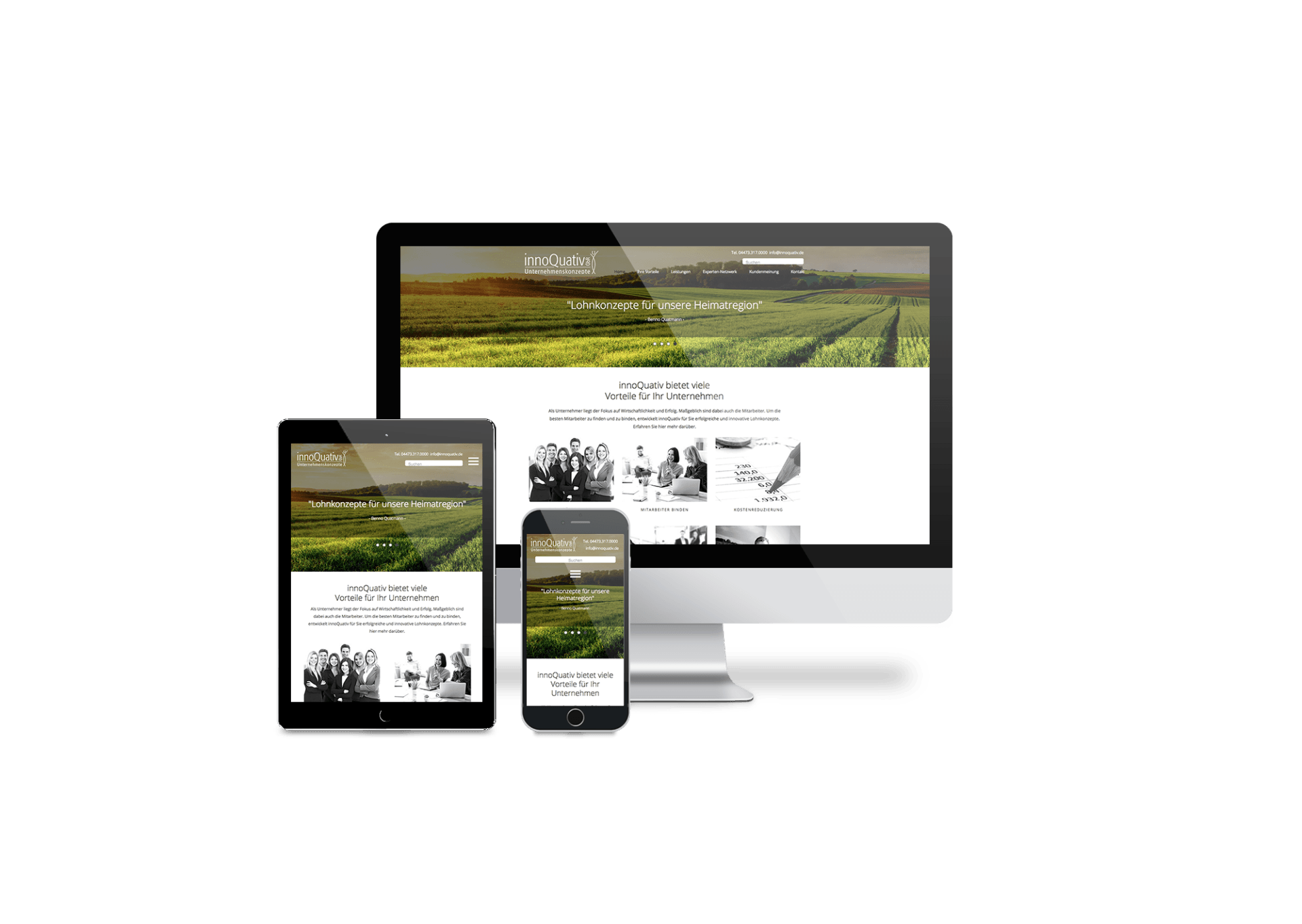 Auf einem Computer, einem Tablet oder einem Mobiltelefon wird eine Website angezeigt.