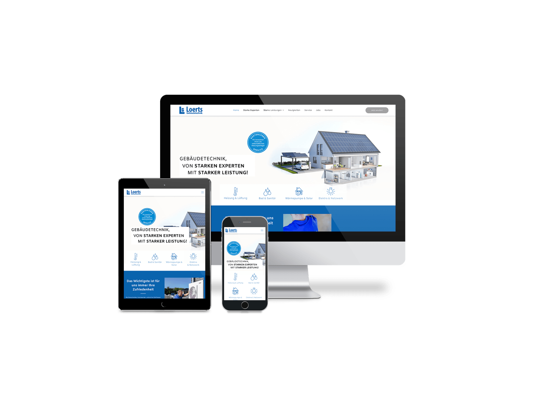 Auf einem Computer, einem Tablet oder einem Mobiltelefon wird eine Website angezeigt.