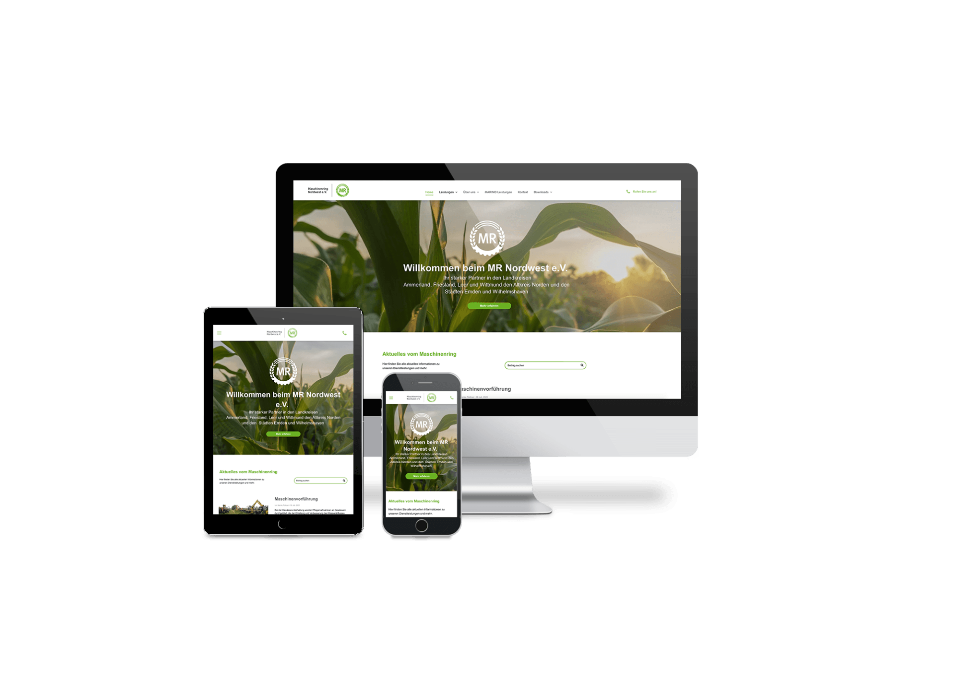 Auf einem Computer, einem Tablet oder einem Mobiltelefon wird eine Website angezeigt.